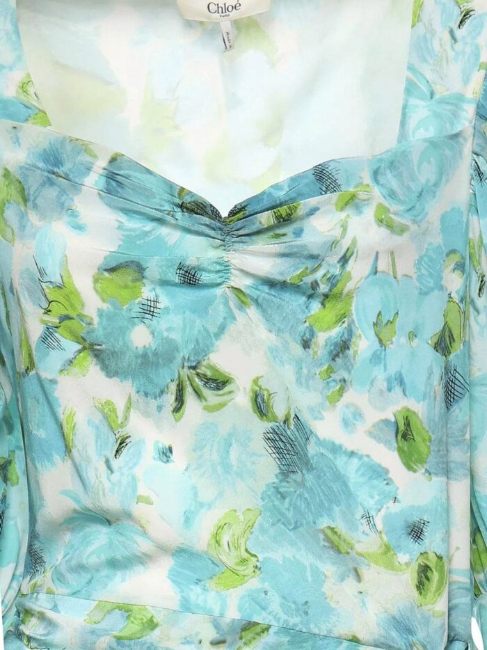 CHLOE' Silk Dress With Multicolor Floral Print