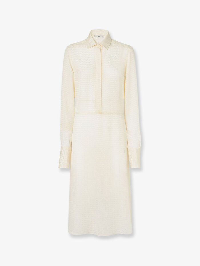 Fendi Silk Jacquard Chemisier Dress