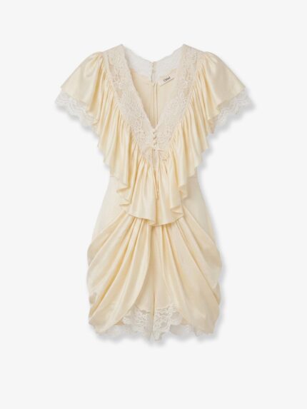 CHLOE' Silk Jumpsuit With Lace Details