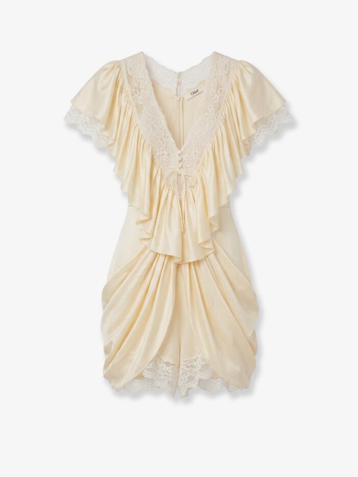 chloe' silk jumpsuit with lace details CHLOE' Silk Jumpsuit With Lace Details