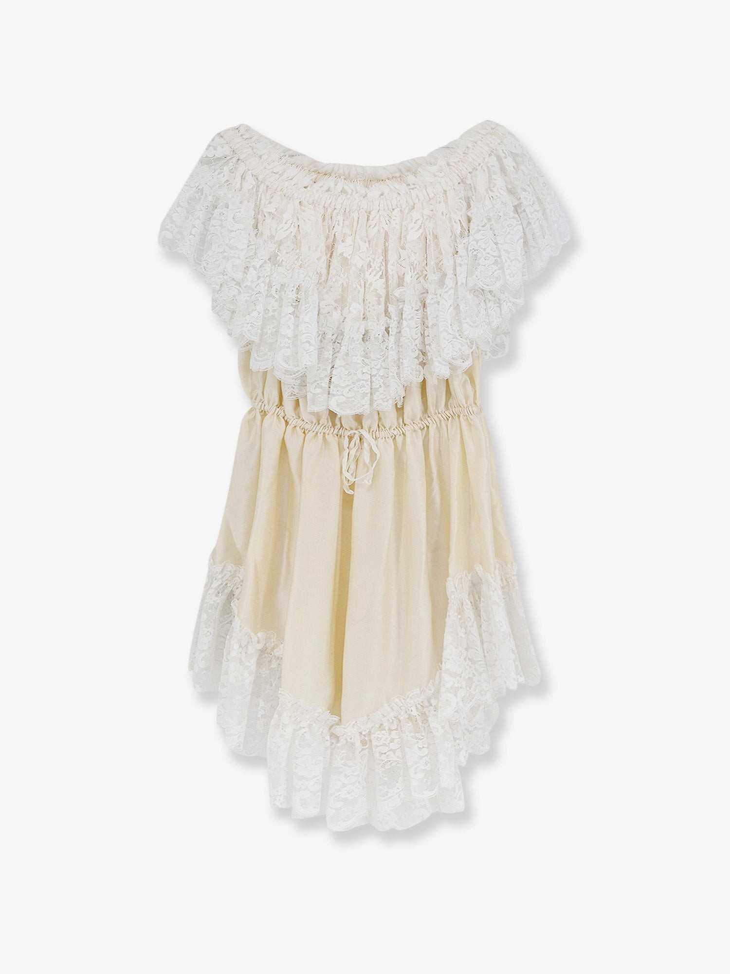 CHLOE' Silk Jumpsuit With Lace Ruffles