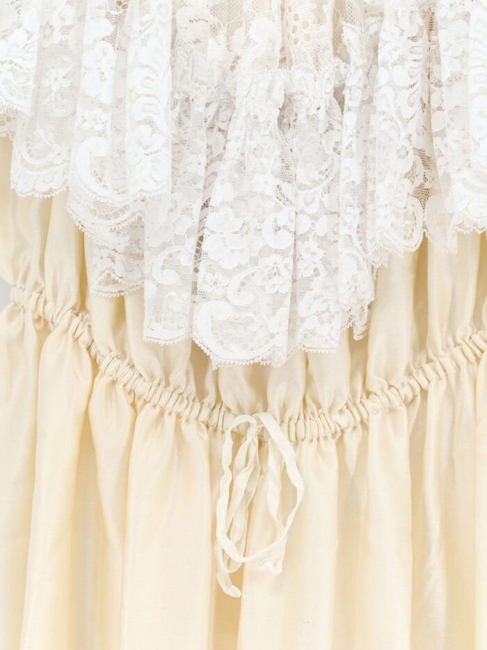 CHLOE' Silk Jumpsuit With Lace Ruffles