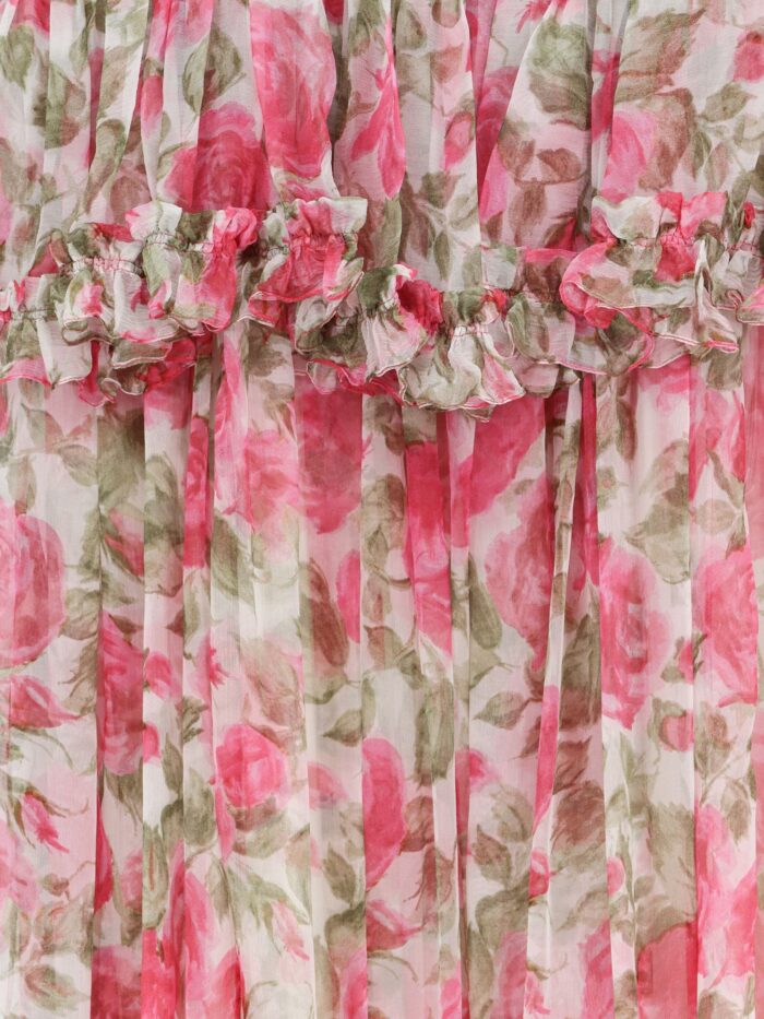 CHLOE' Silk Long Dress With Floral Print