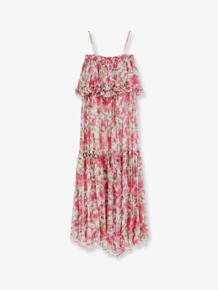 CHLOE' Silk Long Dress With Floral Print