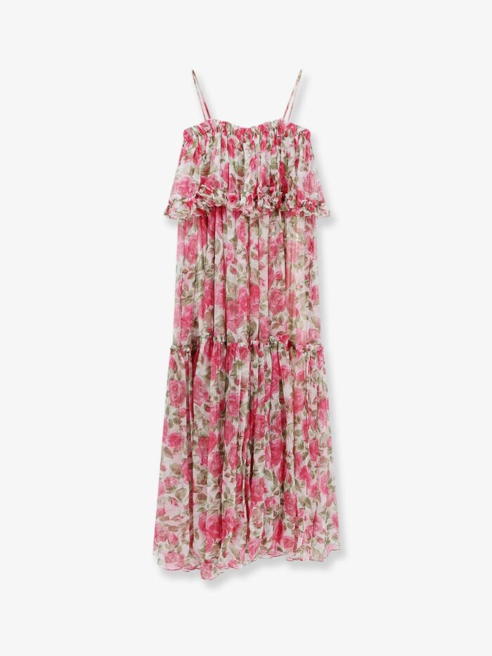 CHLOE' Silk Long Dress With Floral Print