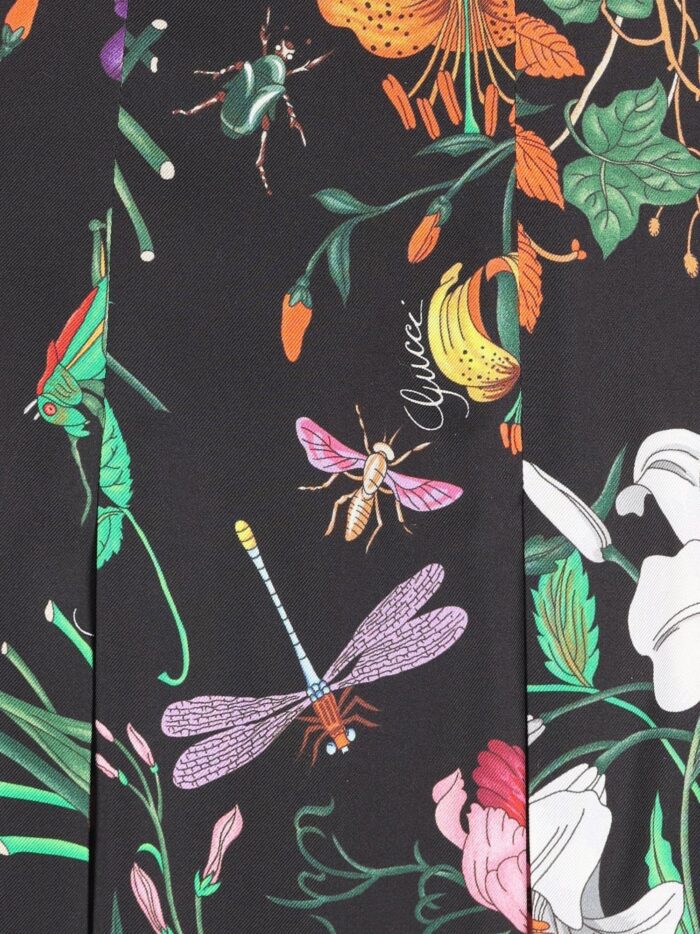 Silk Midi Skirt With Gucci Flora Print