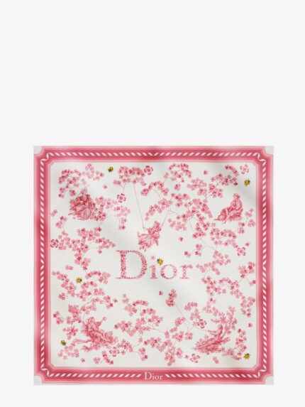 Dior Silk Scarf With Toile De Jouy Clover 90 Pattern