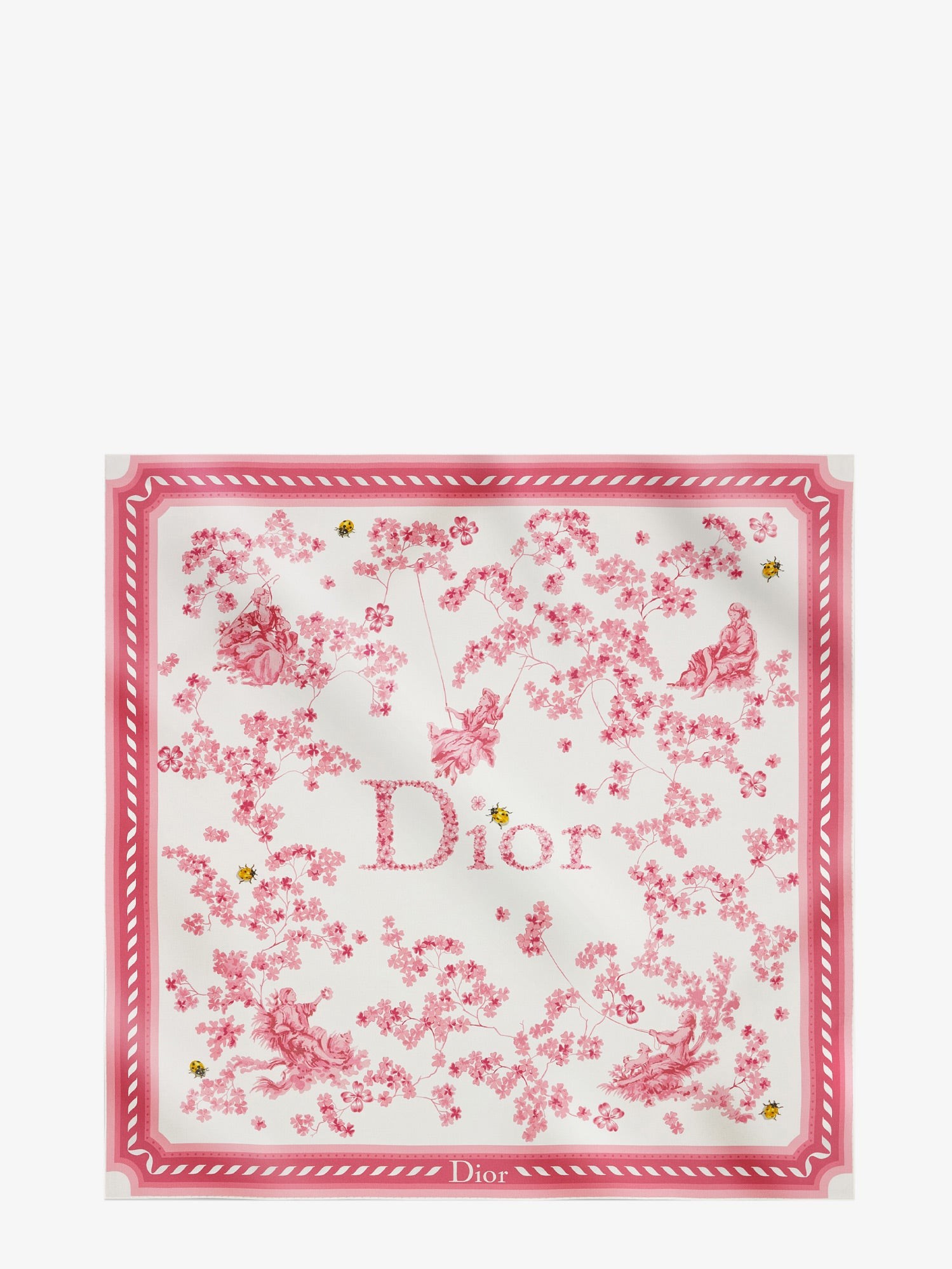 Dior Silk Scarf With Toile De Jouy Clover 90 Pattern