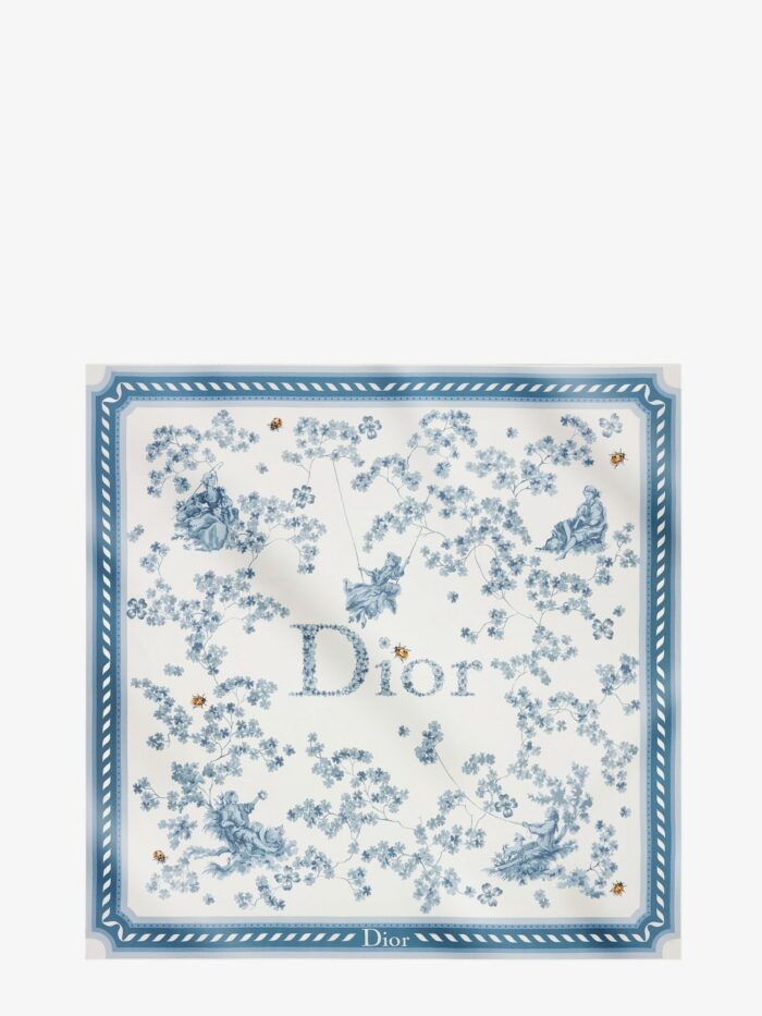 Dior Silk Scarf With Toile De Jouy Clover 90 Pattern
