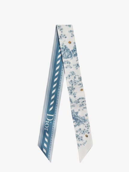Dior Silk Scarf With Toile De Jouy Clover Print