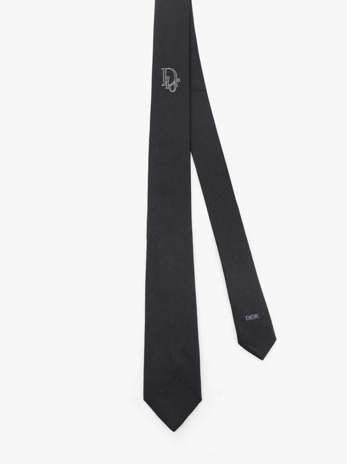 Silk Tie With Dior Oblique Logo Embroidery