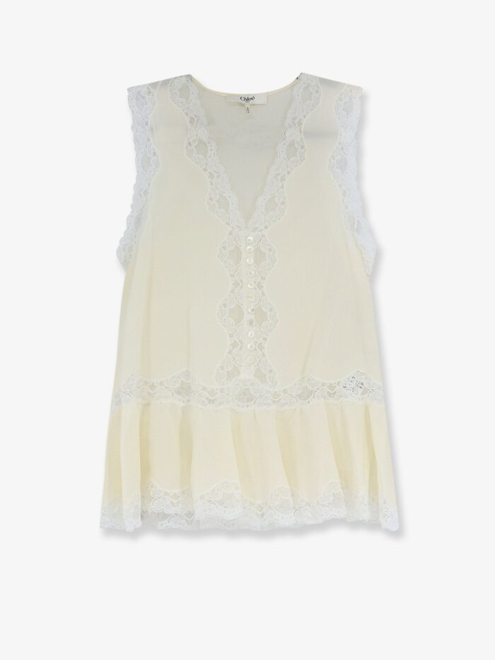 chloe' silk top with lace inserts CHLOE' Silk Top With Lace Inserts