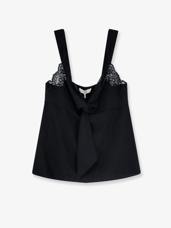 chloe' silk top with lace profile CHLOE' Silk Top With Lace Profile