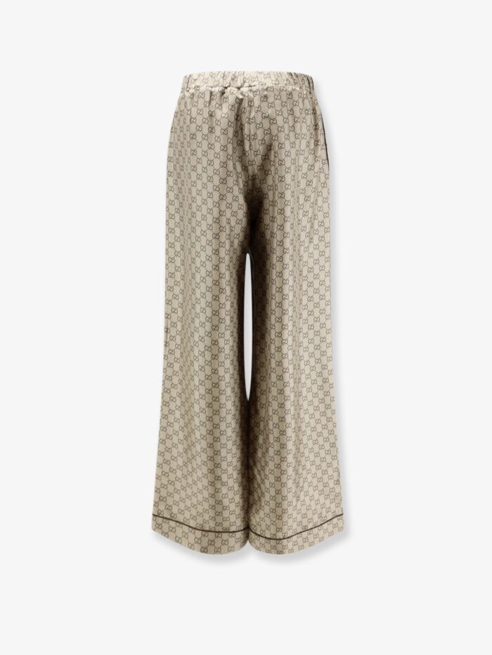 Gucci Silk Trousers With All-over Gg Motif
