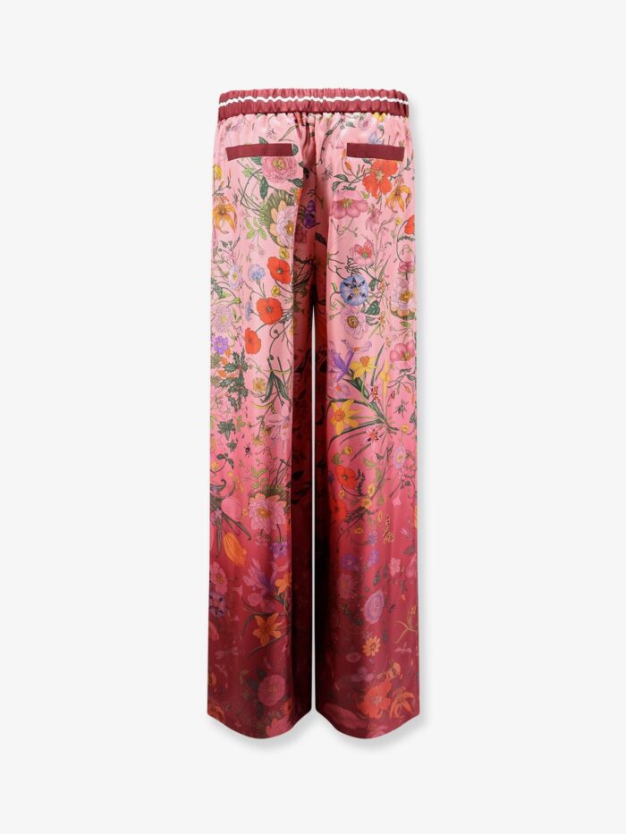 Silk Trousers With Gucci Flora Print