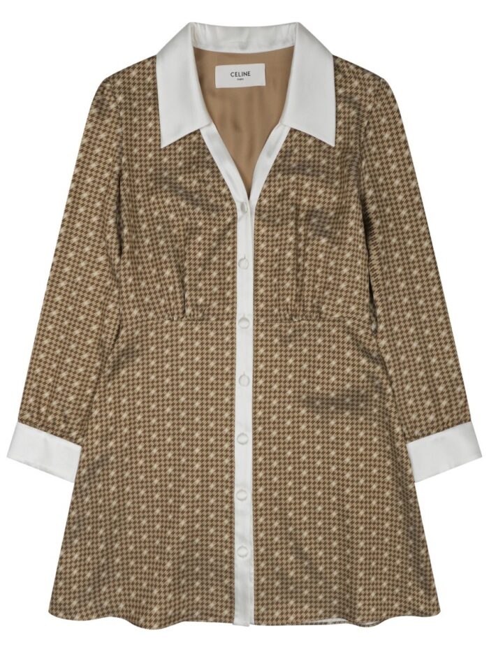 celine silk twill mini shirt dress Celine Silk Twill Mini Shirt Dress