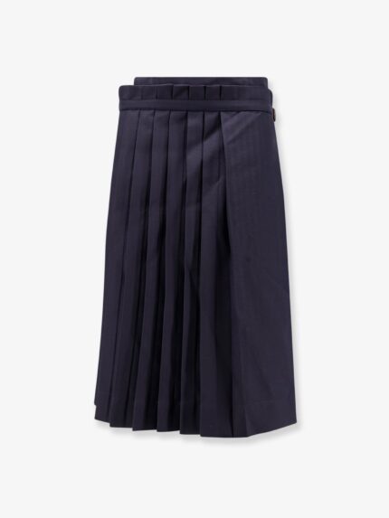 Dries Van Noten Sim Pleated Wool Midi Skirt