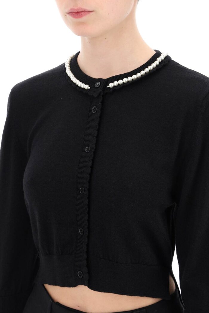 Simone Rocha Cropped Cardigan With Pearls