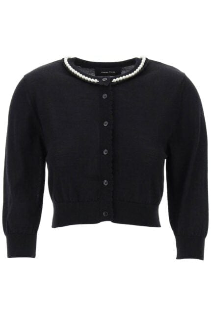 Simone Rocha Cropped Cardigan With Pearls