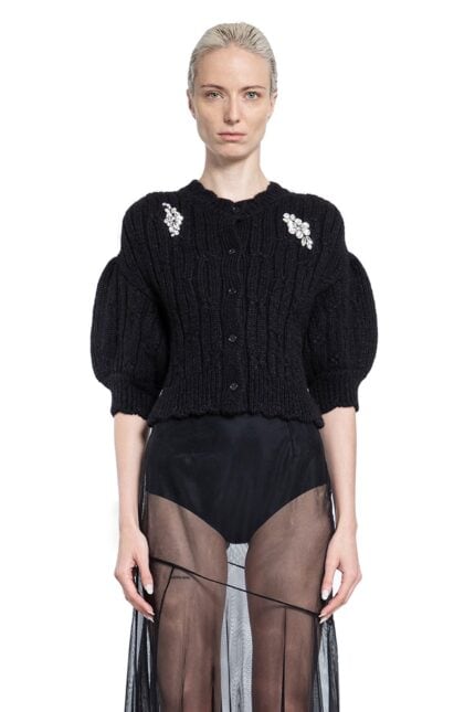 SIMONE ROCHA Cropped Chunky Knit Cardigan With Embroidery