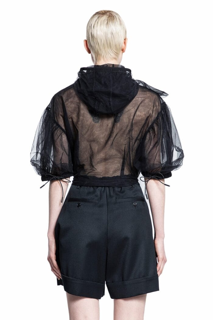 SIMONE ROCHA Cropped Puff Sleeve Jacket With Pressed Rose