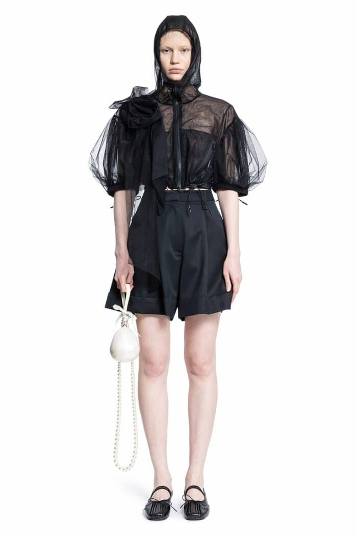 SIMONE ROCHA Cropped Puff Sleeve Jacket With Pressed Rose