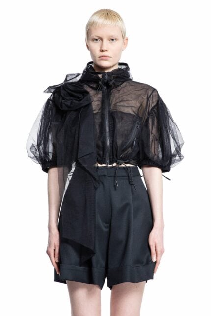 SIMONE ROCHA Cropped Puff Sleeve Jacket With Pressed Rose