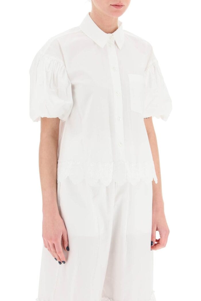 Simone Rocha Cropped Shirt With Embrodered Trim