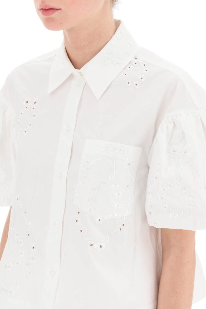 Simone Rocha Embroidered Cropped Shirt