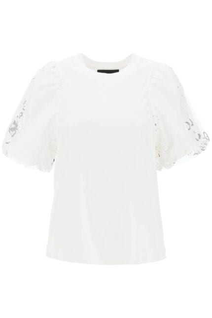 Simone Rocha Embroidered Puff Sleeve A-line T-shirt