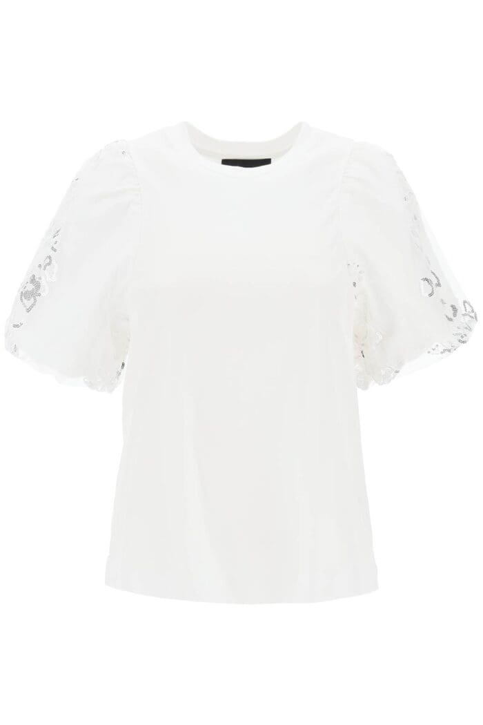 Simone Rocha Embroidered Puff Sleeve A-line T-shirt