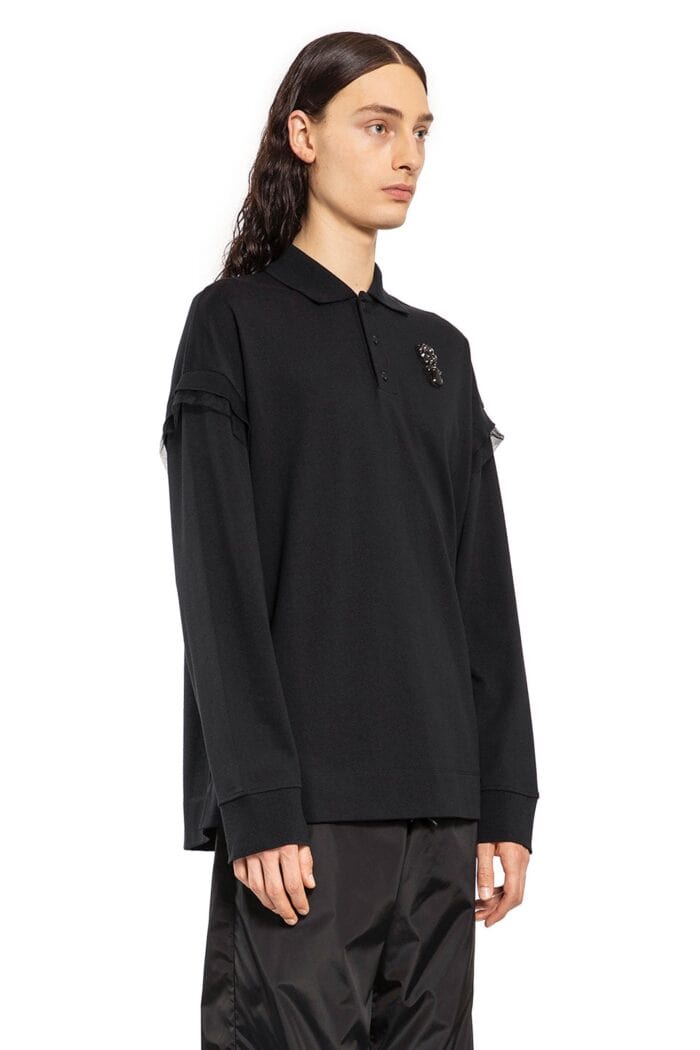 SIMONE ROCHA Oversized Long Sleeve Polo Shirt With Embroidery