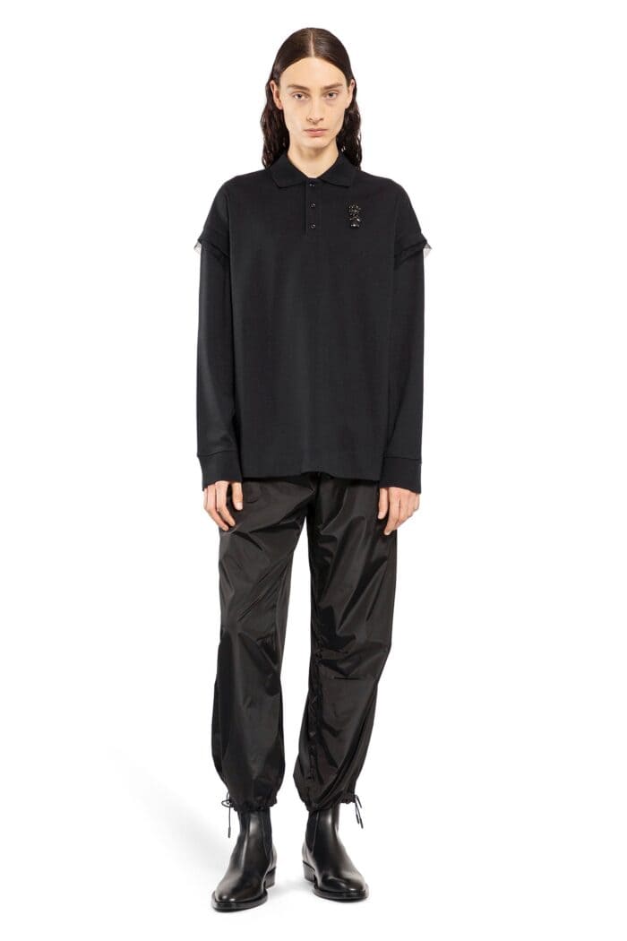 SIMONE ROCHA Oversized Long Sleeve Polo Shirt With Embroidery