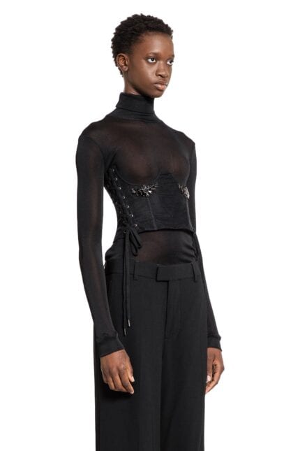 SIMONE ROCHA Short Lace-up Corset With Embroideries