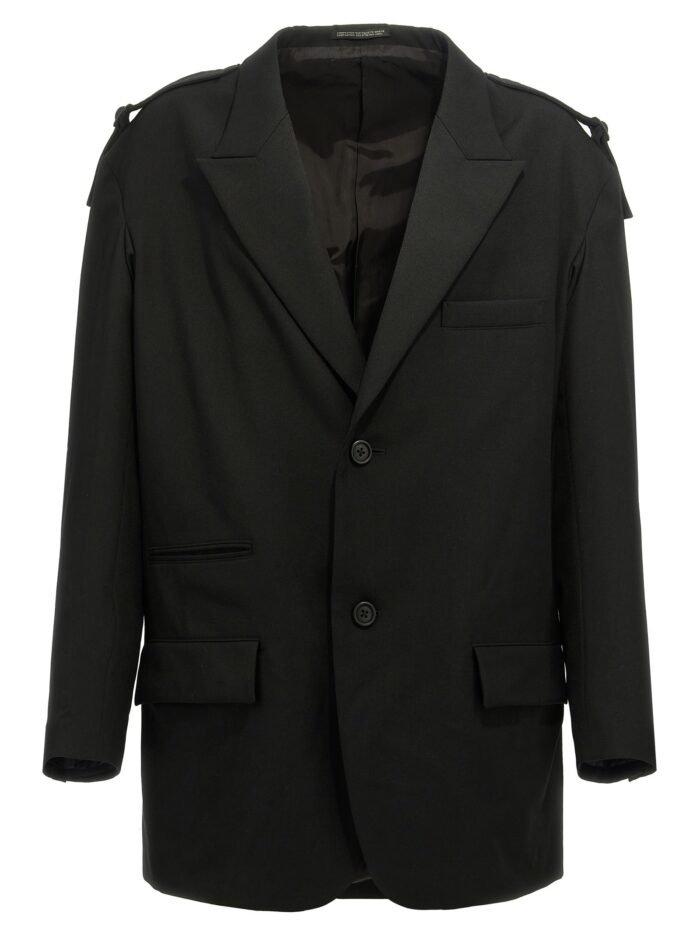 yohji yamamoto single breasted blazer with strap detail YOHJI YAMAMOTO Single-breasted Blazer With Strap Detail