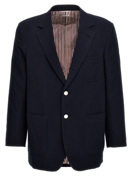 THOM BROWNE Single-breasted Seersucker Blazer