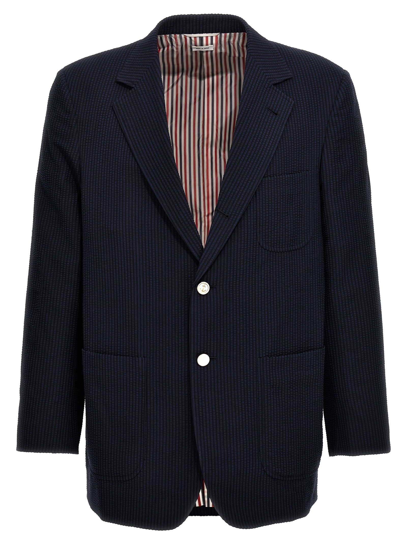 THOM BROWNE Single-breasted Seersucker Blazer