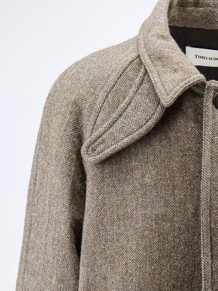 TONYWACK Single-breasted Wool Coat With A Herringbone Pattern