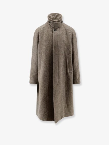 TONYWACK Single-breasted Wool Coat With A Herringbone Pattern