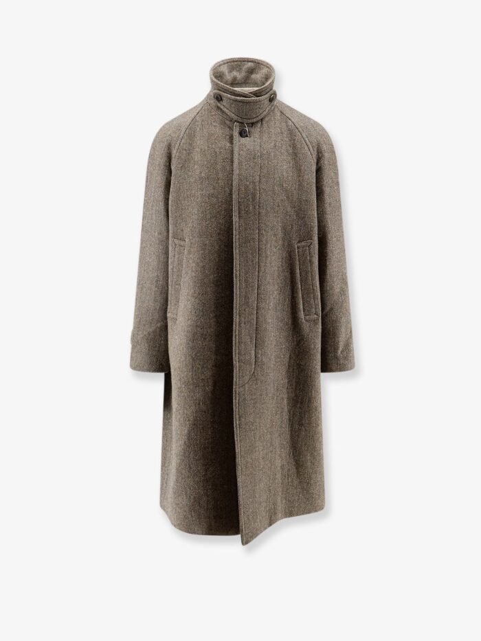 tonywack single breasted wool coat with a herringbone pattern TONYWACK Single-breasted Wool Coat With A Herringbone Pattern