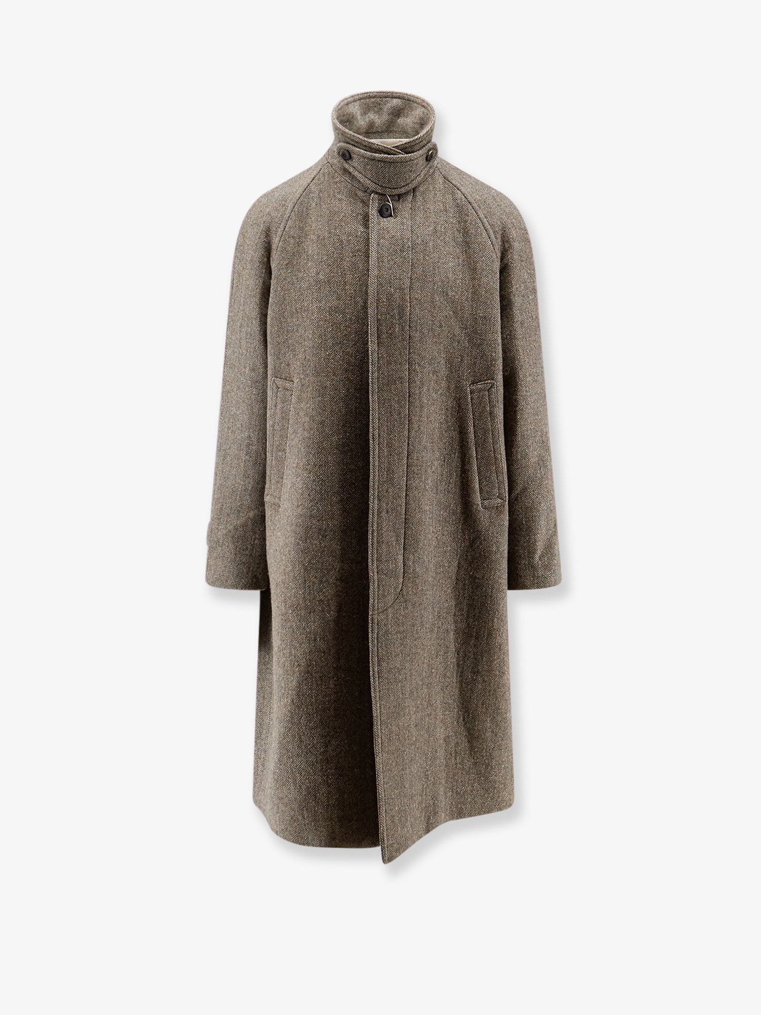 TONYWACK Single-breasted Wool Coat With A Herringbone Pattern