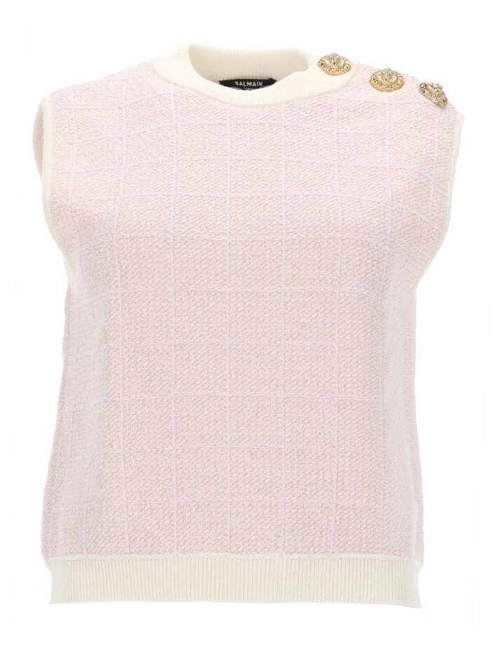 balmain sleeveless top with jewel buttons Balmain Sleeveless Top With Jewel Buttons