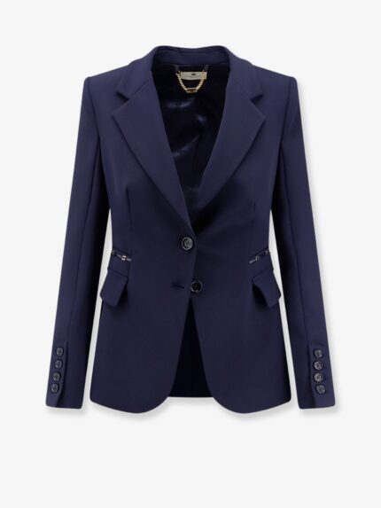Elisabetta Franchi Slim Fit Blazer With Gold Logo Clamps
