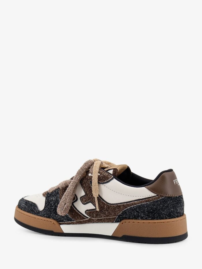 Sneakers Fendi Match In Pelle Bianca E Suede Marrone