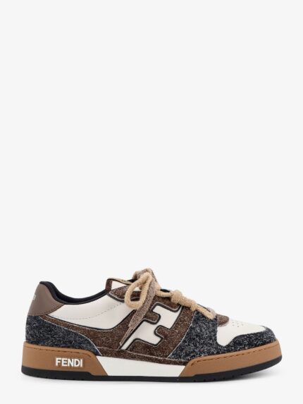Sneakers Fendi Match In Pelle Bianca E Suede Marrone