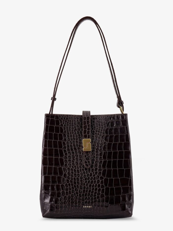 SOEUR Bello Leather Shoulder Bag With Croco Effect