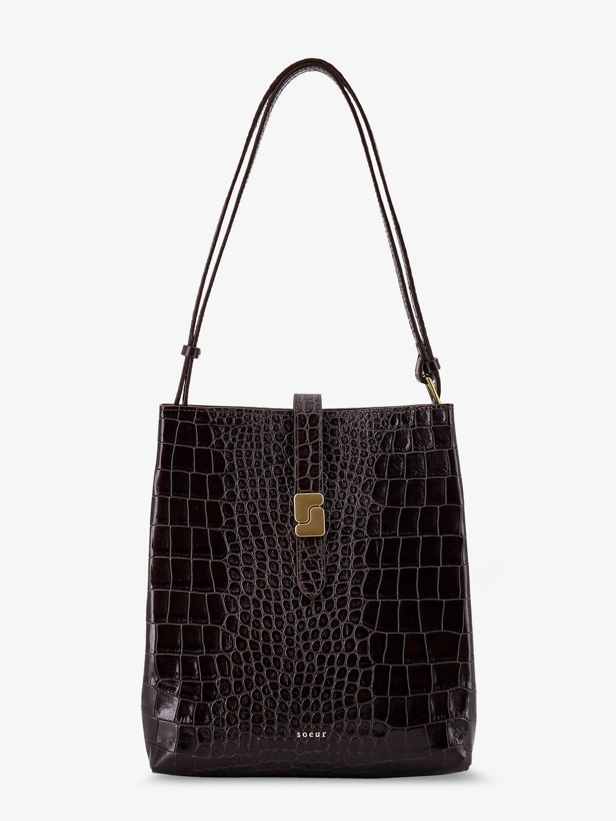 SOEUR Bello Leather Shoulder Bag With Croco Effect