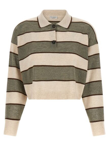 Brunello Cucinelli 'Sparkling Stripes' Polo Shirt