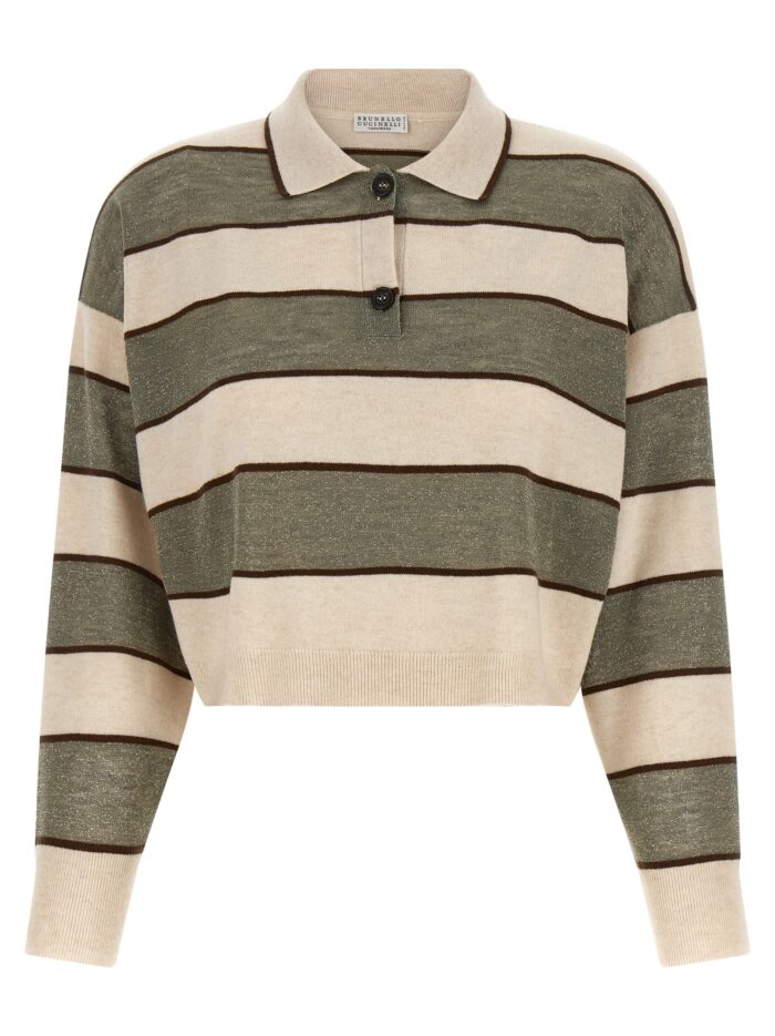 brunello cucinelli 'sparkling stripes' polo shirt Brunello Cucinelli 'Sparkling Stripes' Polo Shirt