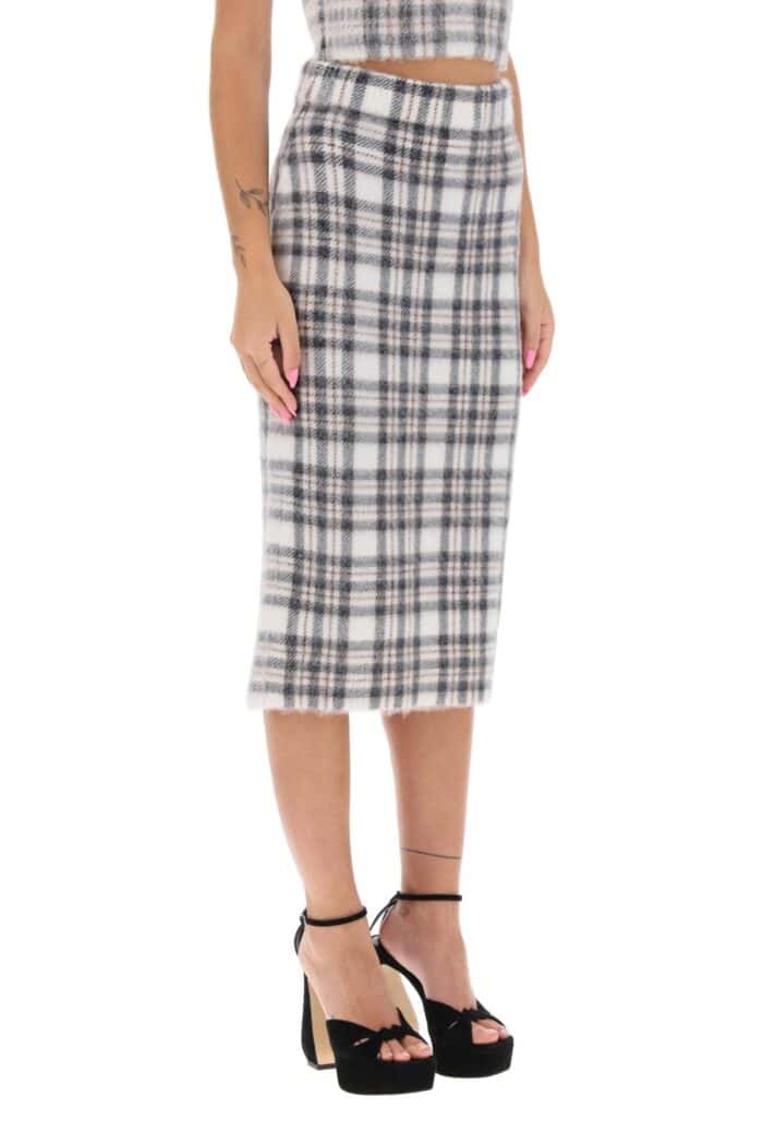 Sportmax Bard Midi Skirt In Tartan Alpaca